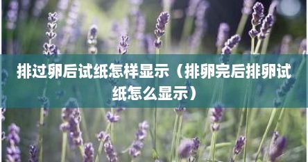 排过卵后试纸怎样显示（排卵完后排卵试纸怎么显示）