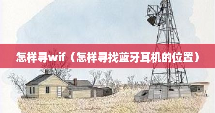 怎样寻wif（怎样寻找蓝牙耳机的位置）