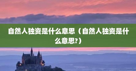 自然人独资是什么意思（自然人独资是什么意思?）