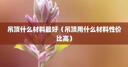 吊顶什么材料最好（吊顶用什么材料性价比高）