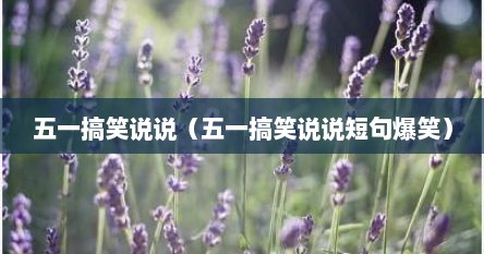 五一搞笑说说（五一搞笑说说短句爆笑）