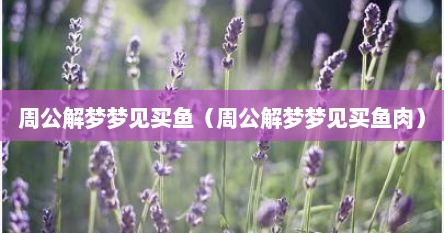 周公解梦梦见买鱼（周公解梦梦见买鱼肉）