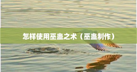 怎样使用巫蛊之术（巫蛊制作）