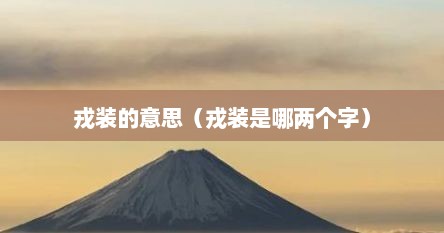 戎装的意思（戎装是哪两个字）