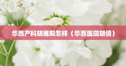 华西产科胡雅毅怎样(华西医院胡倩)