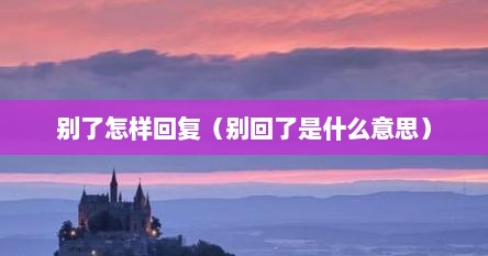 别了怎样回复（别回了是什么意思）