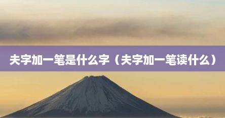 夫字加一笔是什么字（夫字加一笔读什么）