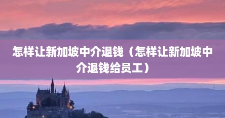 怎样让新加坡中介退钱（怎样让新加坡中介退钱给员工）