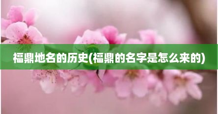 福鼎地名的历史(福鼎的名字是怎么来的)