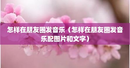 怎样在朋友圈发音乐（怎样在朋友圈发音乐配图片和文字）