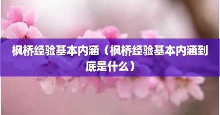 枫桥经验基本内涵（枫桥经验基本内涵到底是什么）
