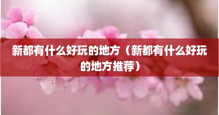 新都有什么好玩的地方（新都有什么好玩的地方推荐）