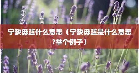 宁缺毋滥什么意思读音（请问宁缺毋滥是什么意思）
