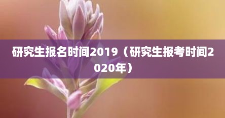 研究生报名时间2019（研究生报考时间2020年）