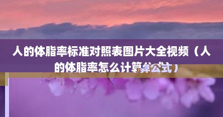 人的体脂率标准对照表图片大全视频（人的体脂率怎么计算公式）