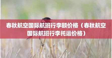 春秋航空国际航班行李额价格(春秋航空国际航班行李托运价格) 春秋航空国际航班行李额价格(春秋航空国际航班行李托运价格)