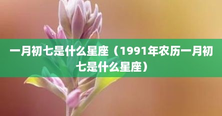 一月初七是什么星座（1991年农历一月初七是什么星座）