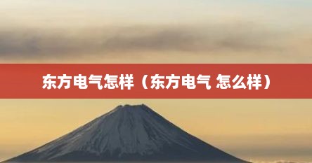 东方电气怎样（东方电气 怎么样）