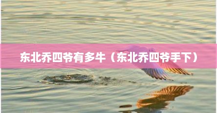 东北乔四爷有多牛（东北乔四爷手下）