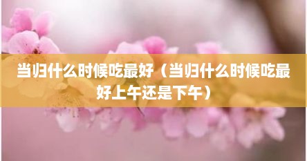 当归什么时候吃最好（当归什么时候吃最好上午还是下午）