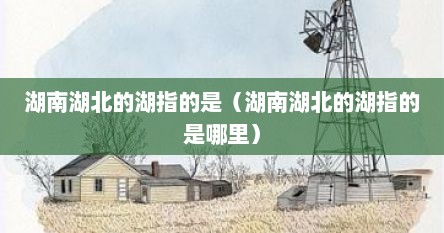 湖南湖北的湖指的是（湖南湖北的湖指的是哪里）