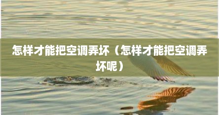 怎样才能把空调弄坏（怎样才能把空调弄坏呢）
