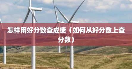 怎样用好分数查成绩（如何从好分数上查分数）