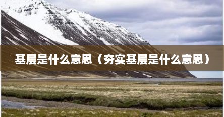 基层是什么意思（夯实基层是什么意思）