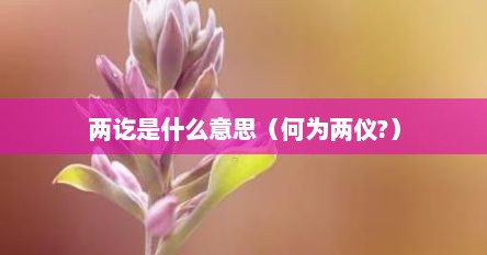 两讫是什么意思（何为两仪?）