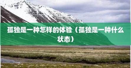 孤独是一种怎样的体验（孤独是一种什么状态）