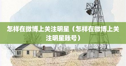 怎样在微博上关注明星（怎样在微博上关注明星账号）