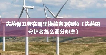 失落保卫者在哪里换装备啊视频（失落的守护者怎么调分辨率）