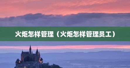 火炬怎样管理（火炬怎样管理员工）