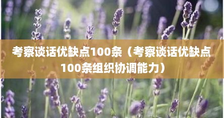 考察谈话优缺点100条（考察谈话优缺点100条组织协调能力）