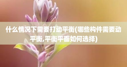 什么情况下需要打动平衡(哪些构件需要动平衡,平衡平面如何选择)