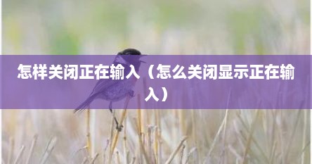 怎样关闭正在输入(怎么关闭显示正在输入) 怎样关闭正在输入(怎么关闭显示正在输入)