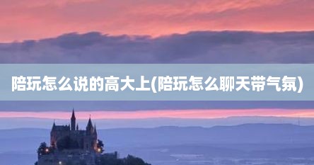 陪玩怎么说的高大上(陪玩怎么聊天带气氛)