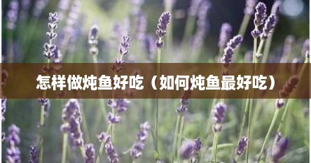 怎样做炖鱼好吃（如何炖鱼最好吃）