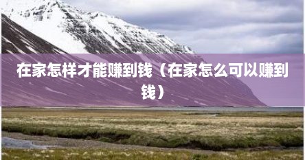 在家怎样才能赚到钱（在家怎么可以赚到钱）
