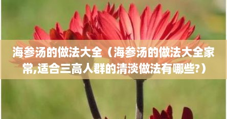 海参汤的做法大全（海参汤的做法大全家常,适合三高人群的清淡做法有哪些?）