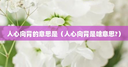 人心向背的意思是（人心向背是啥意思?）