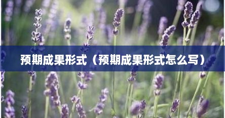 预期成果形式（预期成果形式怎么写）