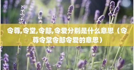 令尊,令堂,令郎,令爱分别是什么意思（令尊令堂令郎令爱的意思）