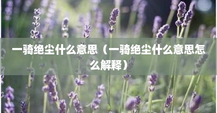 一骑绝尘什么意思（一骑绝尘什么意思怎么解释）