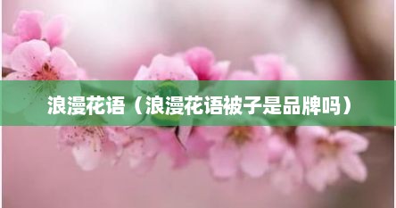 浪漫花语（浪漫花语被子是品牌吗）