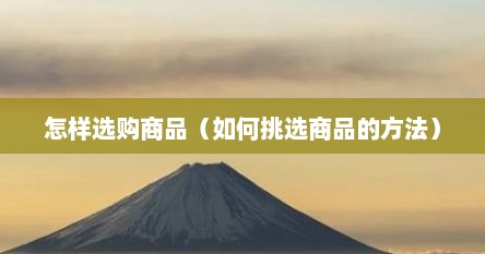 怎样选购商品（如何挑选商品的方法）