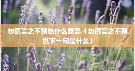 勿谓言之不预也什么意思（勿谓言之不预也下一句是什么）