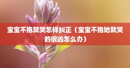 宝宝不抱就哭怎样纠正（宝宝不抱她就哭的很凶怎么办）