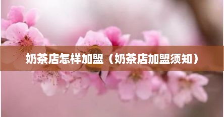 奶茶店怎样加盟（奶茶店加盟须知）