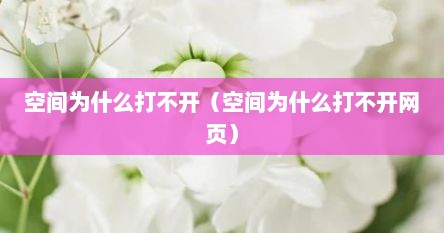 空间为什么打不开（空间为什么打不开网页）